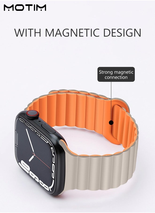 Apple Watch Band Magnetic Buckle Strap, 49mm 45mm 44mm 42mm, Soft Silicone Replacement Strap Loop Bracelet, Reversible Loop Strap for iWatch Series 10/9/8/7/6/5/4/3/2/1/SE