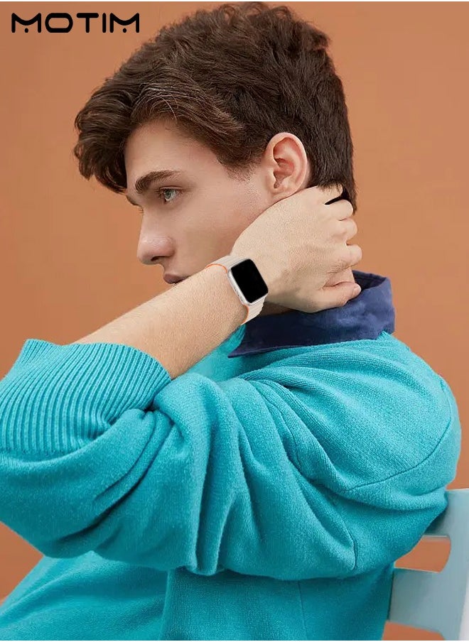 Apple Watch Band Magnetic Buckle Strap, 49mm 45mm 44mm 42mm, Soft Silicone Replacement Strap Loop Bracelet, Reversible Loop Strap for iWatch Series 10/9/8/7/6/5/4/3/2/1/SE