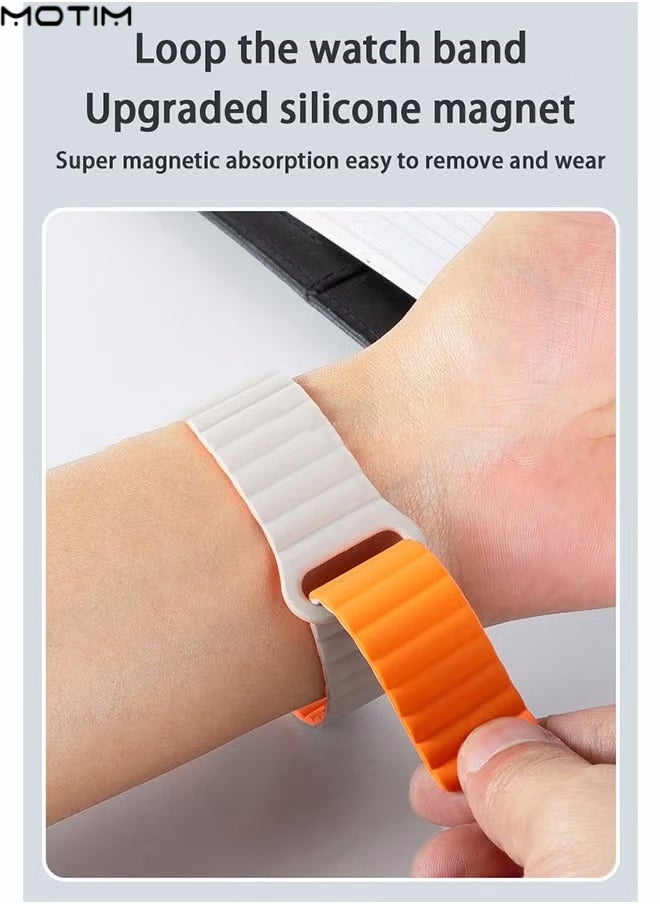 Apple Watch Band Magnetic Buckle Strap, 49mm 45mm 44mm 42mm, Soft Silicone Replacement Strap Loop Bracelet, Reversible Loop Strap for iWatch Series 10/9/8/7/6/5/4/3/2/1/SE
