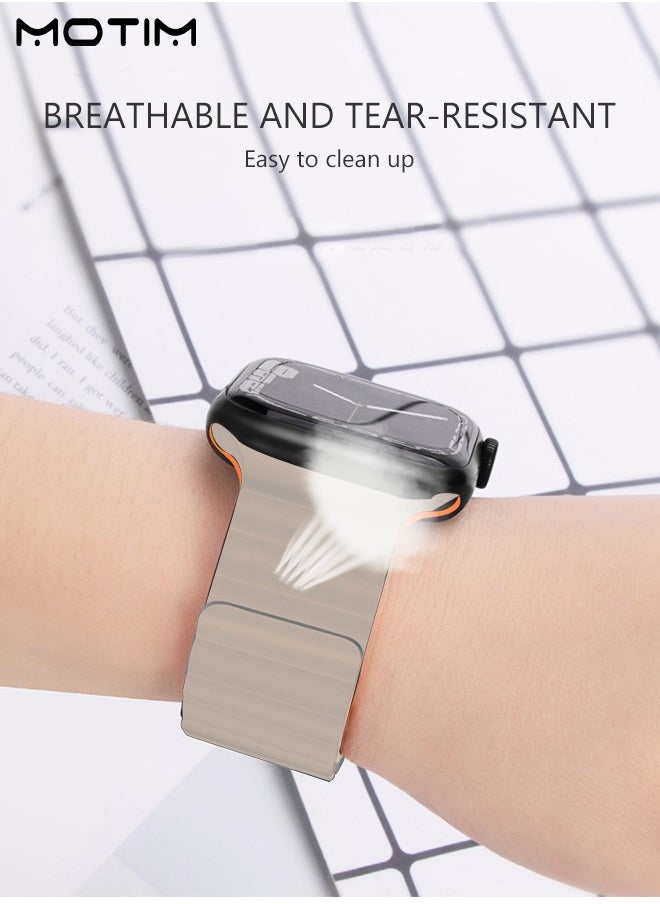 Apple Watch Band Magnetic Buckle Strap, 49mm 45mm 44mm 42mm, Soft Silicone Replacement Strap Loop Bracelet, Reversible Loop Strap for iWatch Series 10/9/8/7/6/5/4/3/2/1/SE