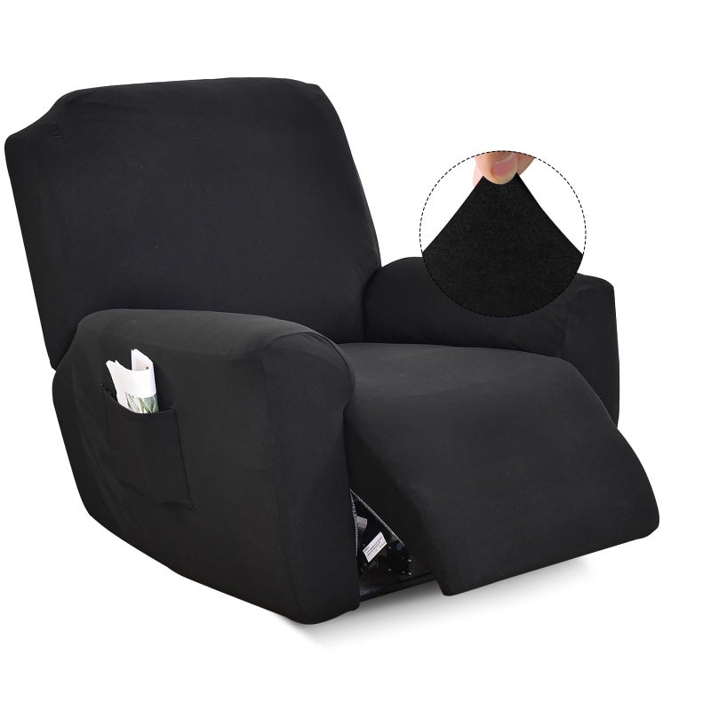 Iauddy Recliner SlipcoverStretch Soft Slip Reclining Chair Slipcovers 4 Pieces Furniture Protector for Recliner with Pocket Fitted Sofa Couch Cover Lazy Boy Chair Cover
