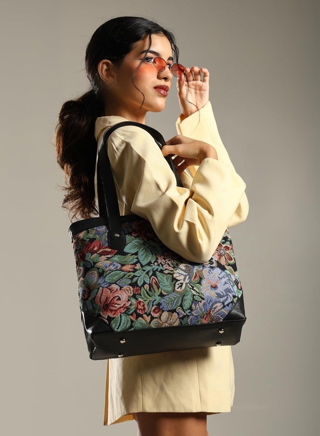 ENSAC Premium Cotton Tote Bag for Women, Stylish Handbag for women with Zip Closure | Fit for Office Bag, College, Travel Use | Handcrafted in India - Image 5
