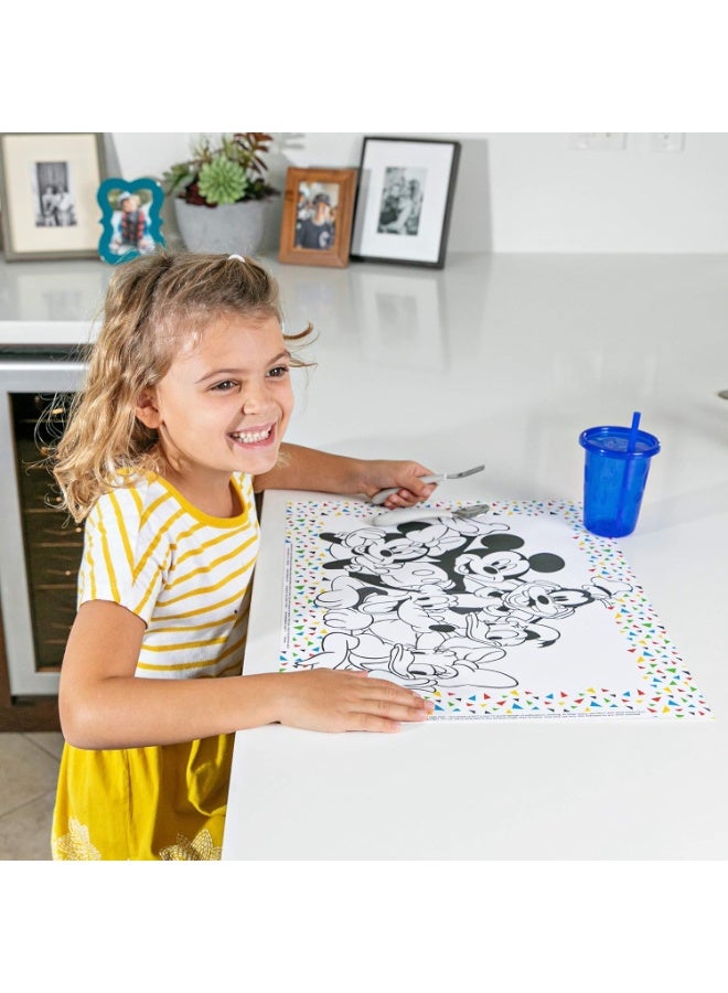 J.L. Childress Baby by J.L. Childress ColorMe Disposable Placemats - Stick on Disposable Placemats for Baby, Toddlers, & Kids, Travel Coloring Activities, Sticky Child Table Mat - 24 Pack, Mickey & Friends  - Image 3