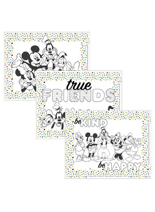 J.L. Childress Baby by J.L. Childress ColorMe Disposable Placemats - Stick on Disposable Placemats for Baby, Toddlers, & Kids, Travel Coloring Activities, Sticky Child Table Mat - 24 Pack, Mickey & Friends  - Image 1