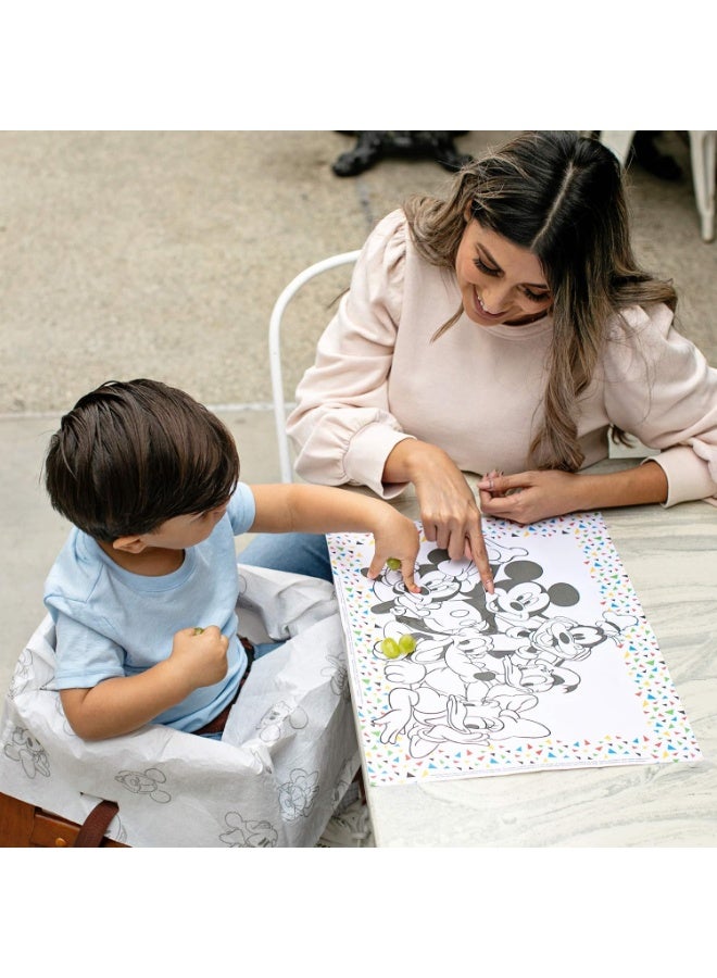 J.L. Childress Baby by J.L. Childress ColorMe Disposable Placemats - Stick on Disposable Placemats for Baby, Toddlers, & Kids, Travel Coloring Activities, Sticky Child Table Mat - 24 Pack, Mickey & Friends  - Image 2