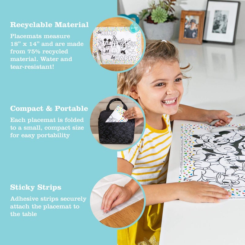 J.L. Childress Disney Baby by J.L. Childress ColorMe Disposable Placemats - Stick on Disposable Placemats for Baby, Toddlers, & Kids, Travel Coloring Activities, Sticky Child Table Mat - 24 Pack, Mickey & Friends - Image 3