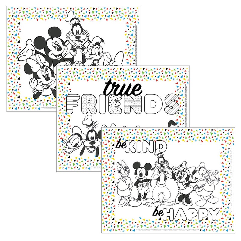 J.L. Childress Disney Baby by J.L. Childress ColorMe Disposable Placemats - Stick on Disposable Placemats for Baby, Toddlers, & Kids, Travel Coloring Activities, Sticky Child Table Mat - 24 Pack, Mickey & Friends - Image 1