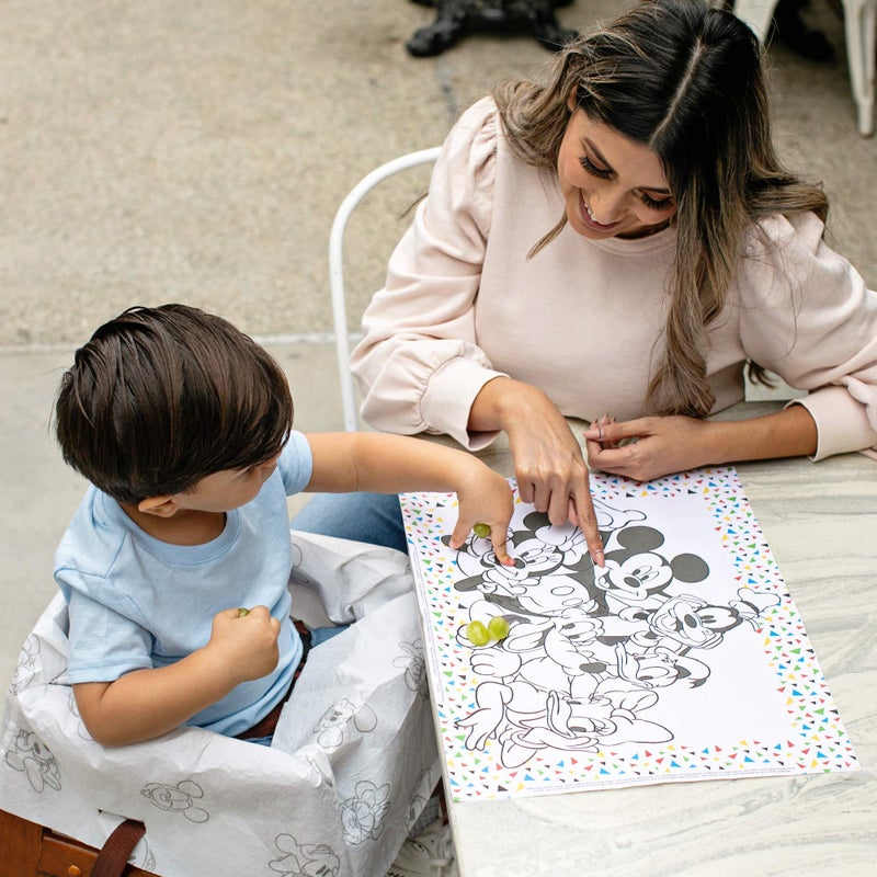 J.L. Childress Disney Baby by J.L. Childress ColorMe Disposable Placemats - Stick on Disposable Placemats for Baby, Toddlers, & Kids, Travel Coloring Activities, Sticky Child Table Mat - 24 Pack, Mickey & Friends - Image 4