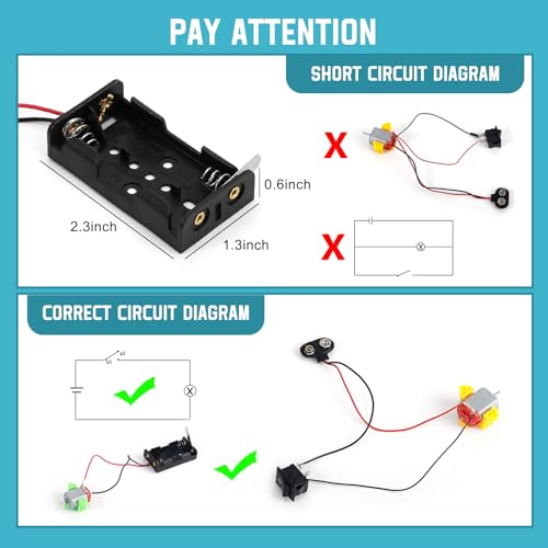 Sntieecr 276PCS DC Motor Kit Mini Electric Circuit Kit for DIY Science Projects with Motors LED Light Vanes Propeller AA Battery Holder Plastic Gears Gift for Kids - Image 5