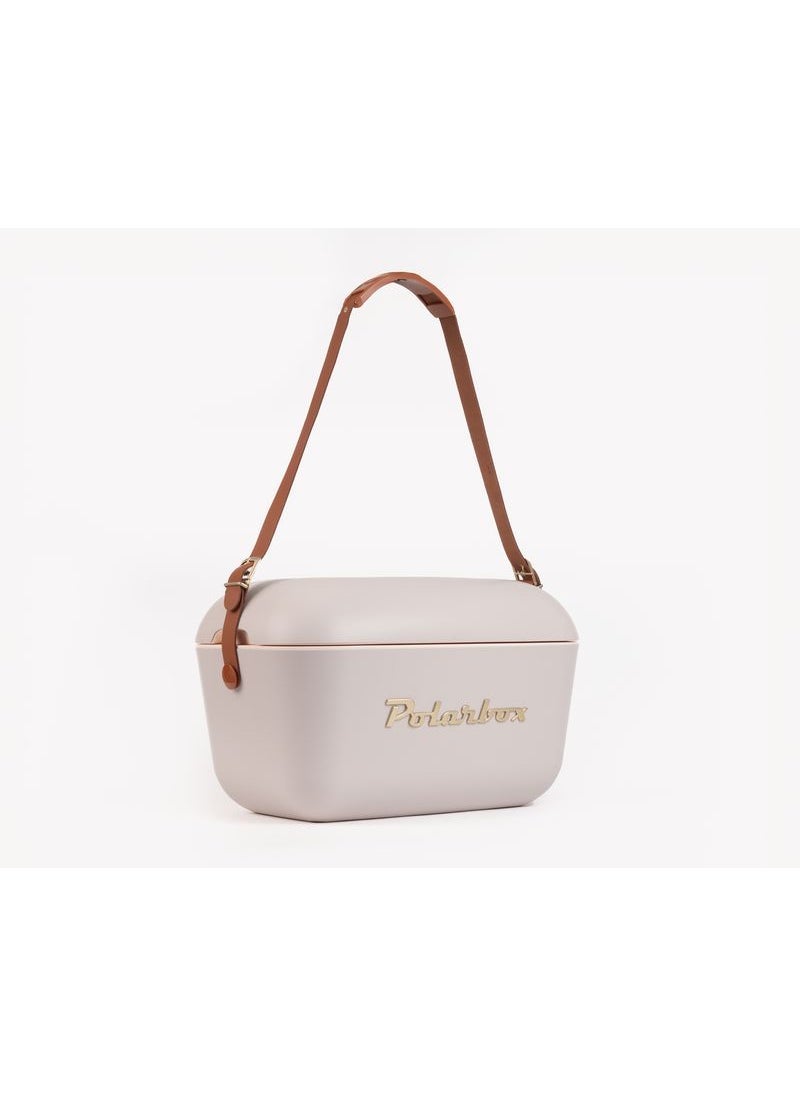 Polarbox Polarbox® 12 L Ice Box - Portable - Rigid Thermal Insulated Cooler Box - For Outdoor Beach Picnic, Party Drinks & Food Use - Storage Box - Gold Edition - Perla Cooler with Brown Leather Strap - Image 4