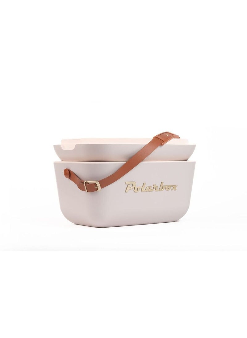 Polarbox Polarbox® 12 L Ice Box - Portable - Rigid Thermal Insulated Cooler Box - For Outdoor Beach Picnic, Party Drinks & Food Use - Storage Box - Gold Edition - Perla Cooler with Brown Leather Strap - Image 2