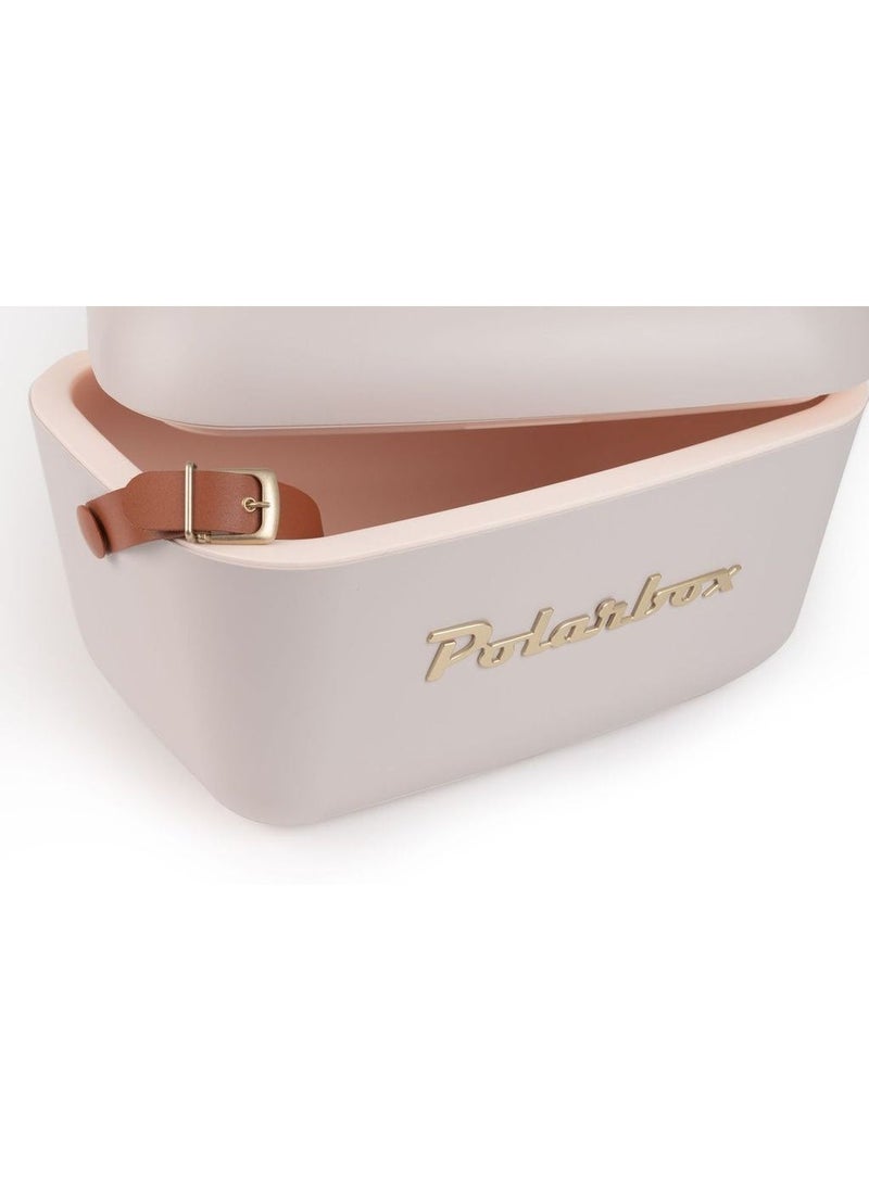 Polarbox Polarbox® 12 L Ice Box - Portable - Rigid Thermal Insulated Cooler Box - For Outdoor Beach Picnic, Party Drinks & Food Use - Storage Box - Gold Edition - Perla Cooler with Brown Leather Strap - Image 3