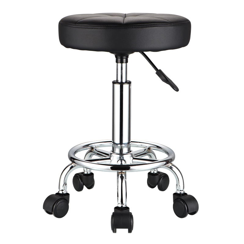 HMTOT Round Rolling Stool with Wheels Height Adjustable Swivel Stool Chair for Spa Salon Massage Black - Image 4