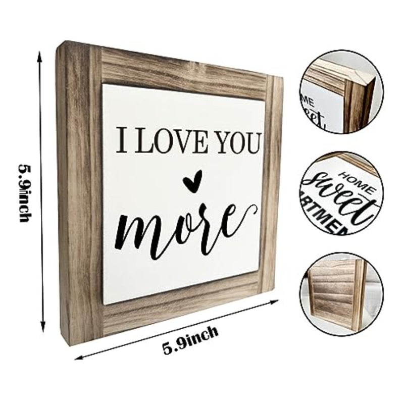 Inspirational Wood Signs, Box Wood Plaques Desk Décor, Love Sign, Tabletop Decor, Nursery Wood Decoration for Shelf, Room Decor, Couple Bedroom Decor, Gift for Husband Wife, I Love You More Sign - Image 3