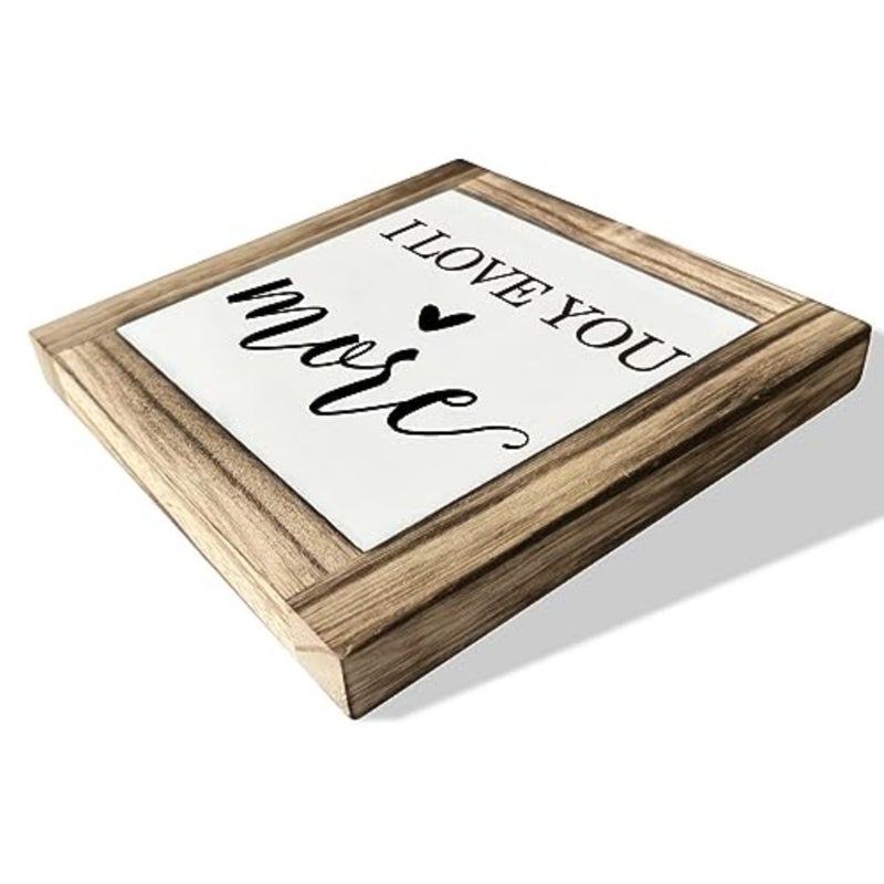 Inspirational Wood Signs, Box Wood Plaques Desk Décor, Love Sign, Tabletop Decor, Nursery Wood Decoration for Shelf, Room Decor, Couple Bedroom Decor, Gift for Husband Wife, I Love You More Sign - Image 2