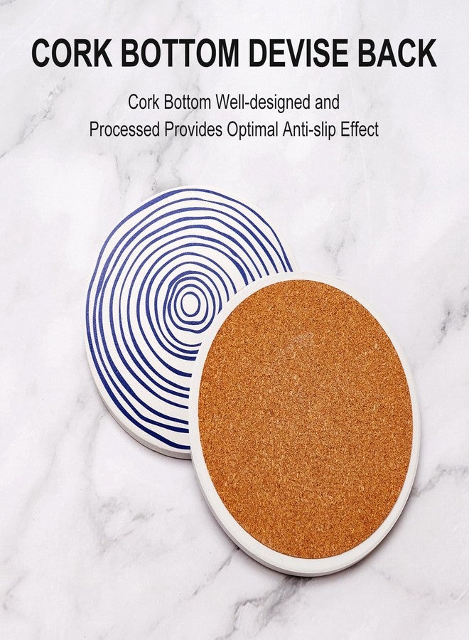 Deceram Funny Ceramic Absorbent Coaster Set of 6 Mid Century Coasters for Drinks Fun Boho Coffee Table Decor Cool Desk Coasters with Holder Unique Kitchen Accessories Outdoor Beach Cute Stone Cup Coaster - Image 3
