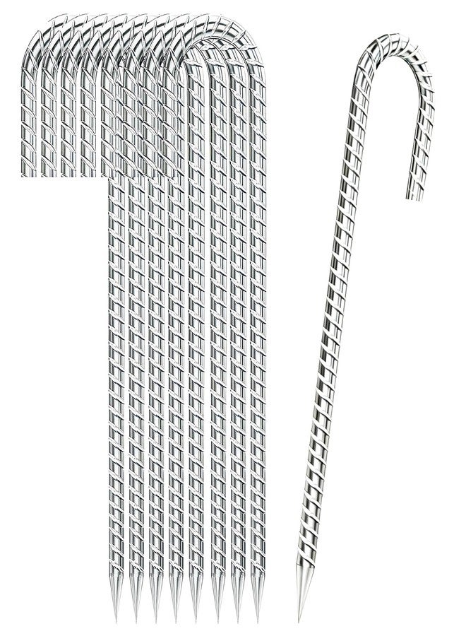 Sprigra Rebar Stakes 12 Inch 8pcs, J Hook 5/16 Inch Diameter Heavy-Duty Metal Tent Pegs, Rebar Spikes Steel Ground Anchors for Camping Tents, Trampoline, Yard Fencing, Soccer Fields - Image 1