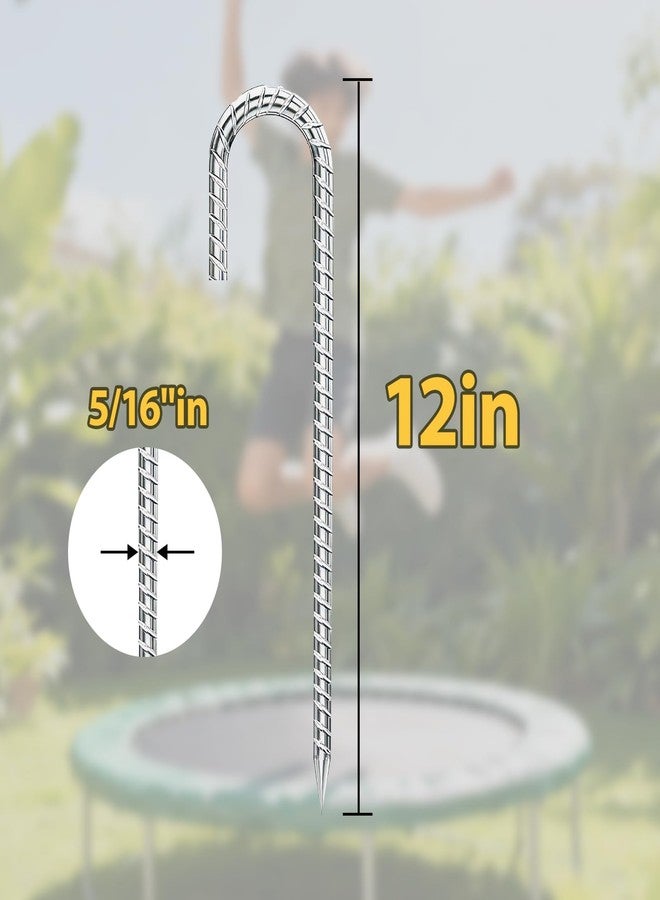 Sprigra Rebar Stakes 12 Inch 8pcs, J Hook 5/16 Inch Diameter Heavy-Duty Metal Tent Pegs, Rebar Spikes Steel Ground Anchors for Camping Tents, Trampoline, Yard Fencing, Soccer Fields - Image 2