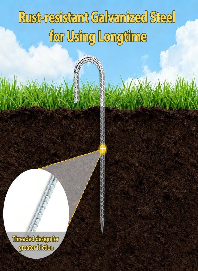 Sprigra Rebar Stakes 12 Inch 8pcs, J Hook 5/16 Inch Diameter Heavy-Duty Metal Tent Pegs, Rebar Spikes Steel Ground Anchors for Camping Tents, Trampoline, Yard Fencing, Soccer Fields - Image 3