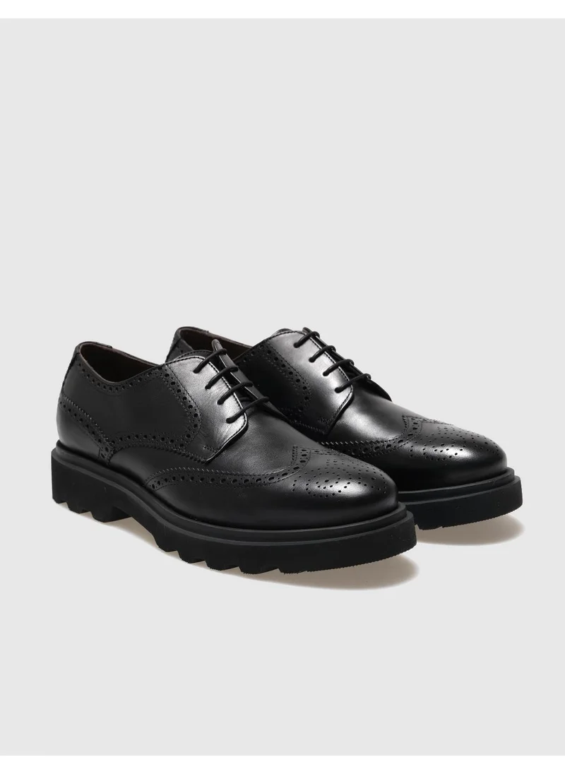 كاباني Leather Black Lace-Up Men's Casual Shoes