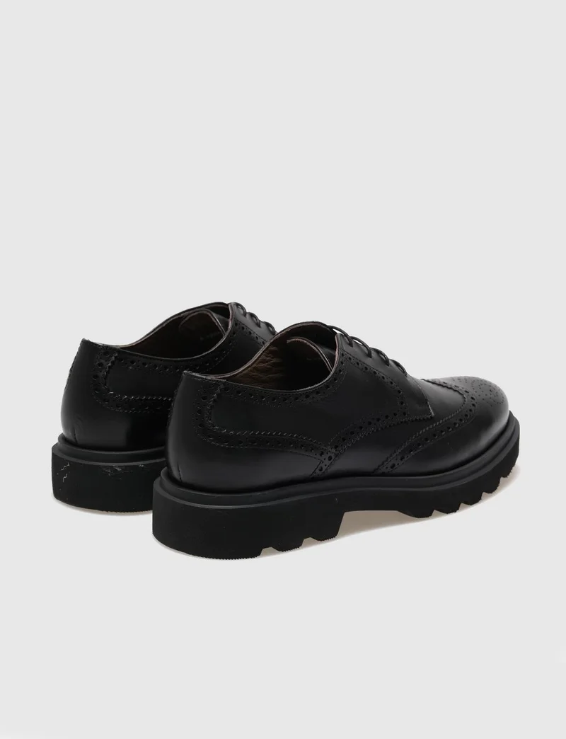 كاباني Leather Black Lace-Up Men's Casual Shoes