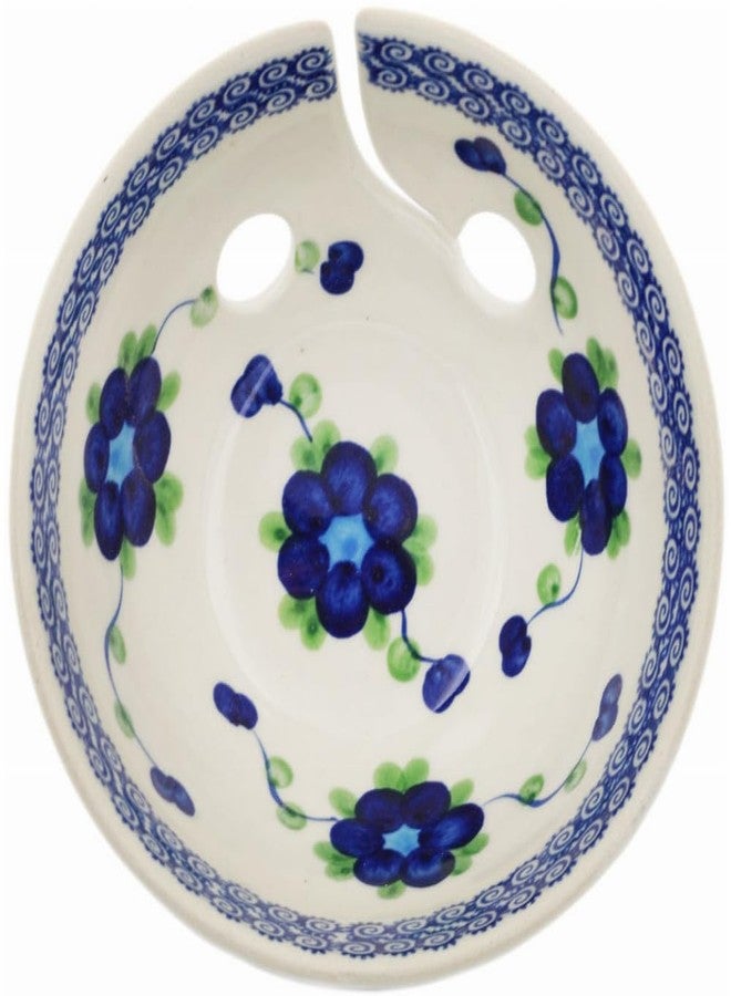 Polmedia Polish Pottery وعاء خيوط من الخزف البولندي من بولميديا، مقاس 6 بوصات - بنقشة زهور الخشخاش الأزرق، مصنوع يدويًا في بوليسلاويك، بولندا، من قبل سيراميكا بونا + شهادة أصالة - Image 2