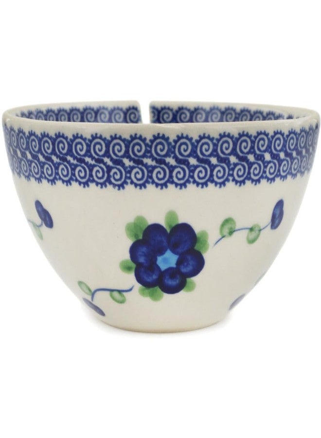 Polmedia Polish Pottery وعاء خيوط من الخزف البولندي من بولميديا، مقاس 6 بوصات - بنقشة زهور الخشخاش الأزرق، مصنوع يدويًا في بوليسلاويك، بولندا، من قبل سيراميكا بونا + شهادة أصالة - Image 3