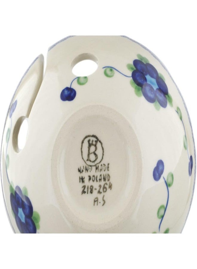 Polmedia Polish Pottery وعاء خيوط من الخزف البولندي من بولميديا، مقاس 6 بوصات - بنقشة زهور الخشخاش الأزرق، مصنوع يدويًا في بوليسلاويك، بولندا، من قبل سيراميكا بونا + شهادة أصالة - Image 4