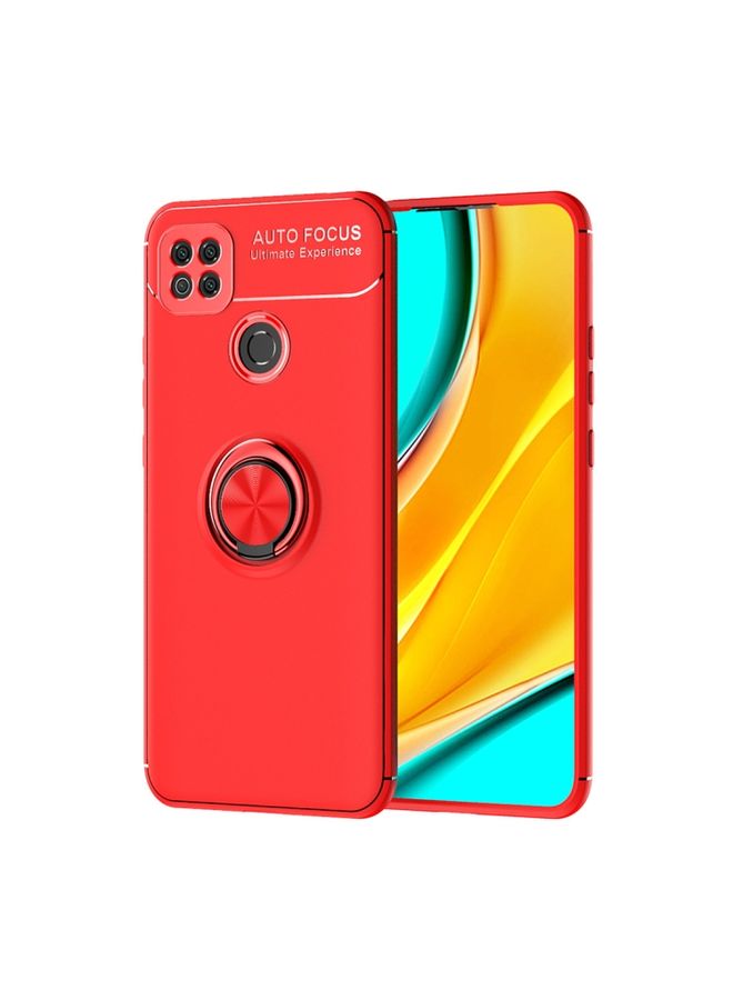 Case Cover For Xiaomi Redmi 9C Metal Ring Holder 360 Degree Rotating TPU Case Red+Red