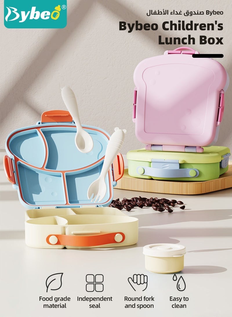 بيبو علبة بنتو محمولة للأطفال، علبة غداء مدرسية للأطفال، حاويات وجبات خفيفة للسفر، مقسمة إلى 4 أقسام مع فاصل قابل للإزالة، خالية من مادة BPA، آمنة للاستخدام في الميكروويف وغسالة الصحون - Image 2