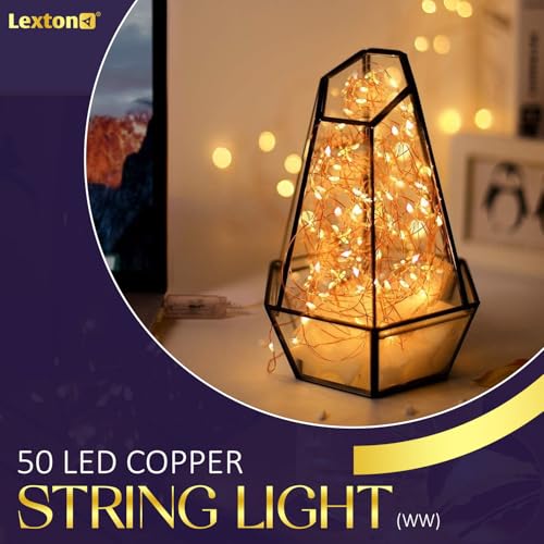 Lexton Decorative USB Copper String Fairy Light | 5 Meter, 50 LED, USB Plug-in | Best for Decoration, Christmas, Diwali (Pack of 1, Warm White) - Image 3
