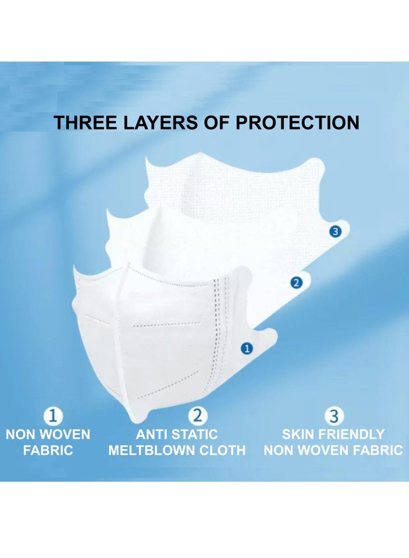 HEXAR 20Pcs Disposable 3-Ply Face Mask 3D Unisex Melt Blown Filter Adult's Face Mask with Elastic Ear Loop White - Image 3