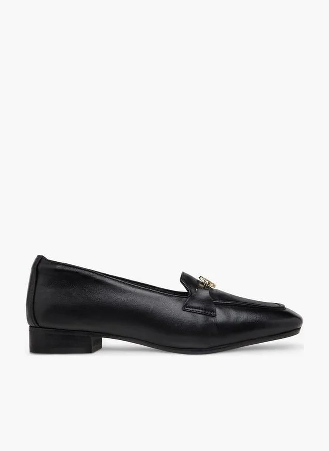 Buckle Detail Loafers With Block Heels