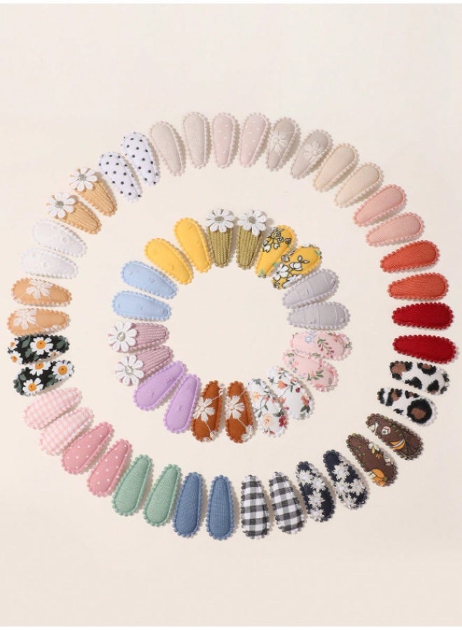 10-Piece Baby & Kids Hair Clips Set – Soft Fabric Snap Hair Barrettes – Random Color & Floral Designs – Non-Slip Hair Accessories for Girls - Image 4