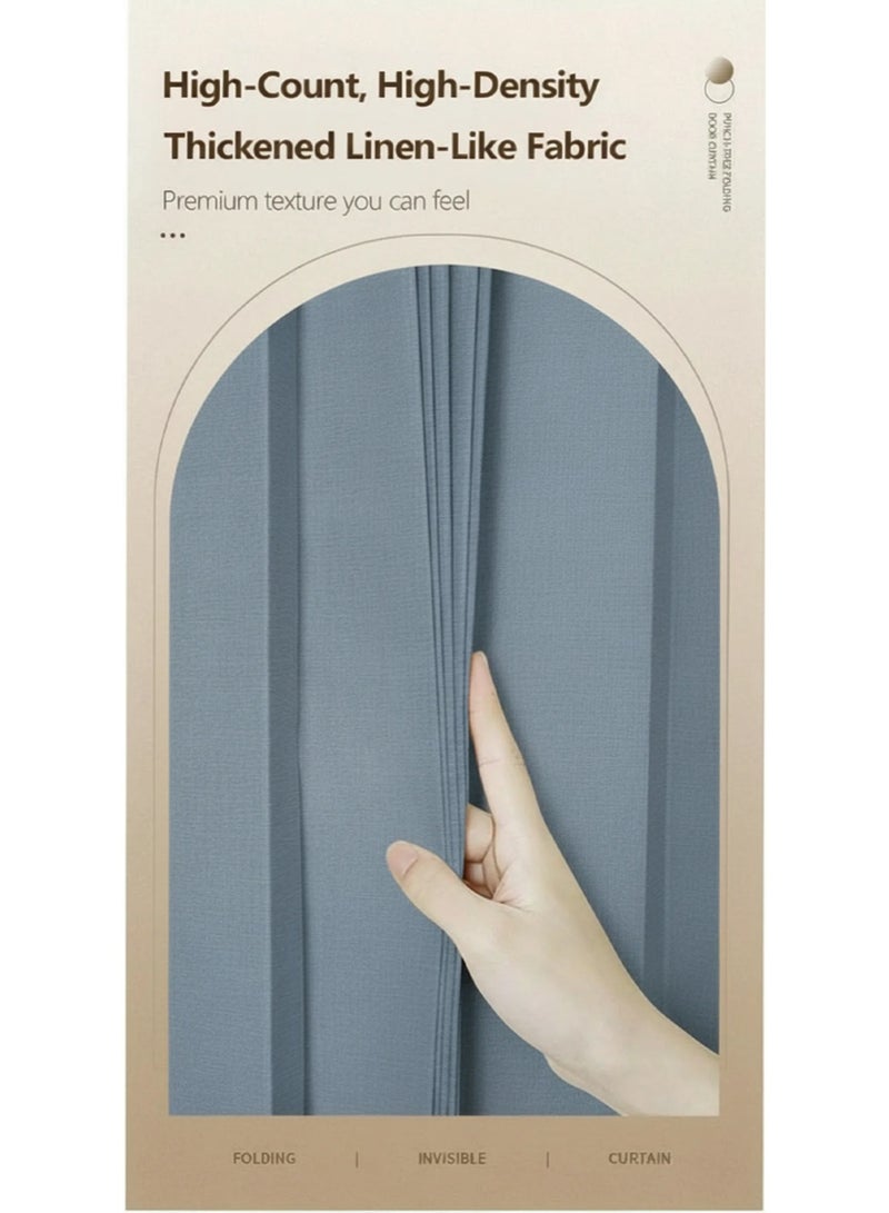 WALALLA Adjustable Accordion Door Curtain, Folding Door, Room Divider Curtain, Drilling Free Tension Curtain Rods, Wall Divider Rod include Double-sided Magnetic Suction, 90-160cm Rod, 120*220cm Curtain - Image 2