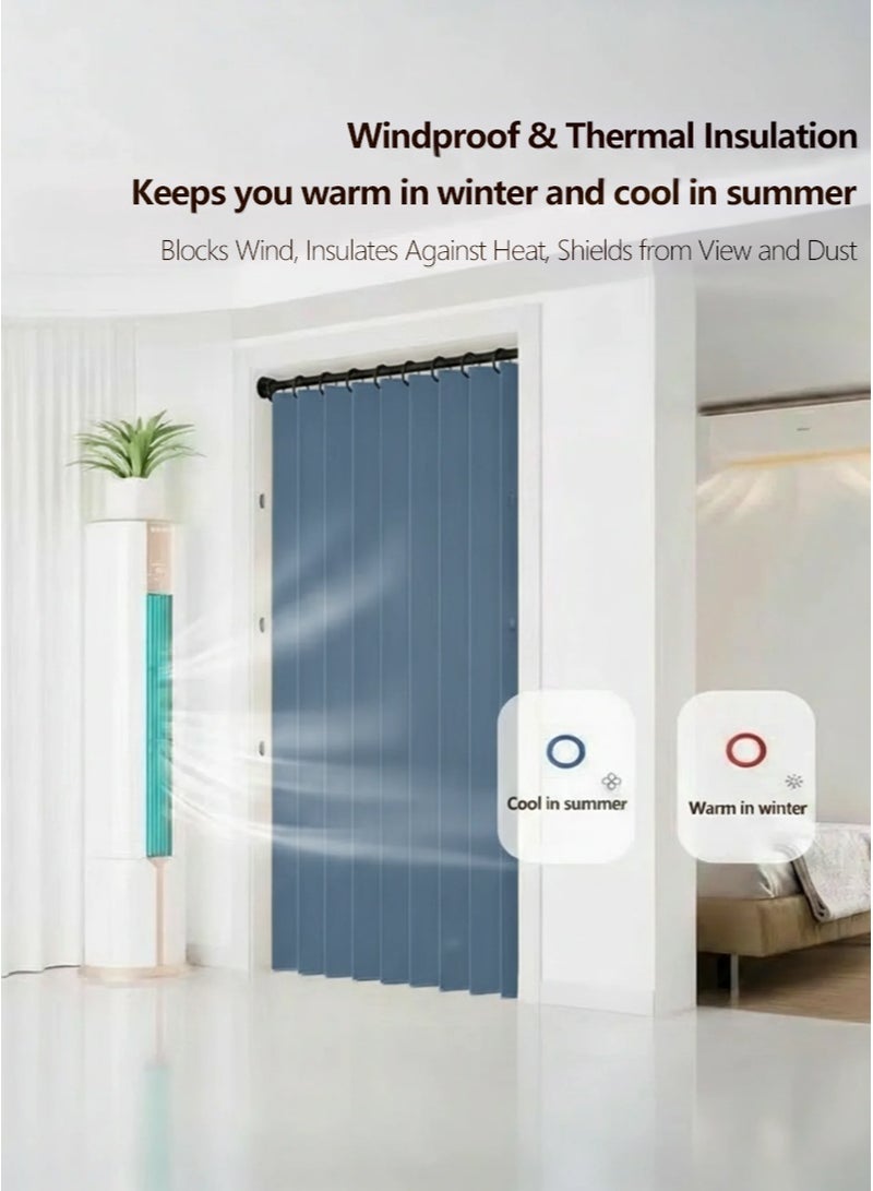 WALALLA Adjustable Accordion Door Curtain, Folding Door, Room Divider Curtain, Drilling Free Tension Curtain Rods, Wall Divider Rod include Double-sided Magnetic Suction, 90-160cm Rod, 120*220cm Curtain - Image 4