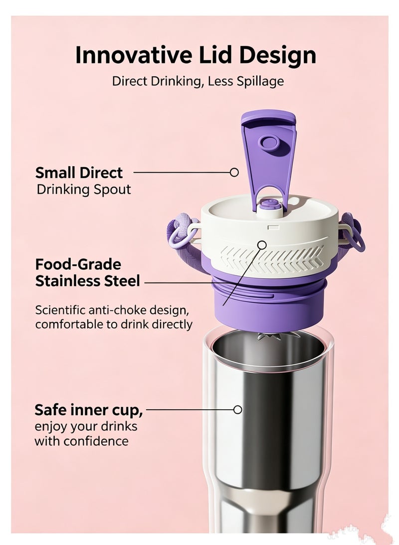 VENTRA Portable Blender - Smoothie Blender with Dual Lids and Straw, Large Tumbler Blender, High Speed 12-Blades for Office, Home, Travel, Food Blender, 900ML - Image 4