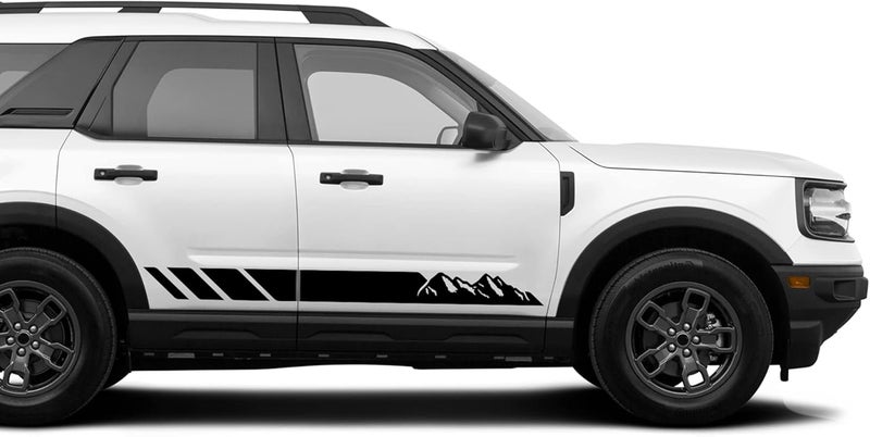 Bubbles Designs Mountains Stripes Graphics Vinyl Decals for Ford Bronco (Matt Black) - Image 1