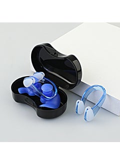 Swimming Earplugs Professional Ear Anti-water Silicone Earplugs Anti-noise Sleep Sound Insulation Earplugs Swimming Nose Clip Set Blue nose clip earplug set (high-grade box