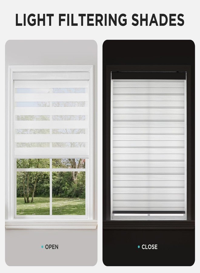 Joydeco Cordless Zebra Blinds for Windows, Dual Layer Light Control Window Blinds with Light-Proof Aluminum Cover, Free-Stop Roller Shades for Home & Office (White,34.5" W x 75" H) - Image 5