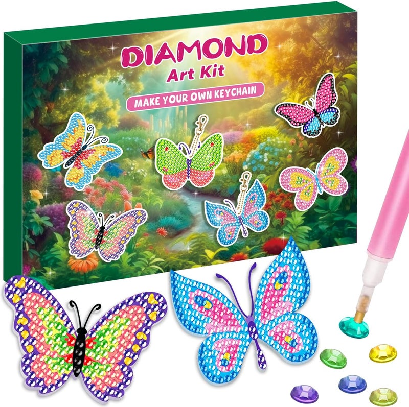 Labeol Arts and Crafts for Kids Ages 8-12 - Creat Your Own GEM Keychains-5D Diamond Art by Numbers GEM Art Kits for Kids Girls Toddler Crafts Age 6-7 6-8 10-12 (Butterfly) - Image 1