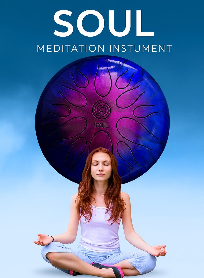 Soul Happy Drum SOUL "LOVE" Purple – 10 Notes Steel Tongue Drum, 28cm, Handmade, 432Hz Tuning, with Bag & Sticks - Image 4