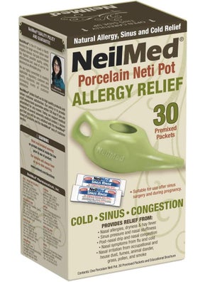 NeilMed NeilMed Classic Porcelain Neti Pot Green with 30 Premixed Packets 