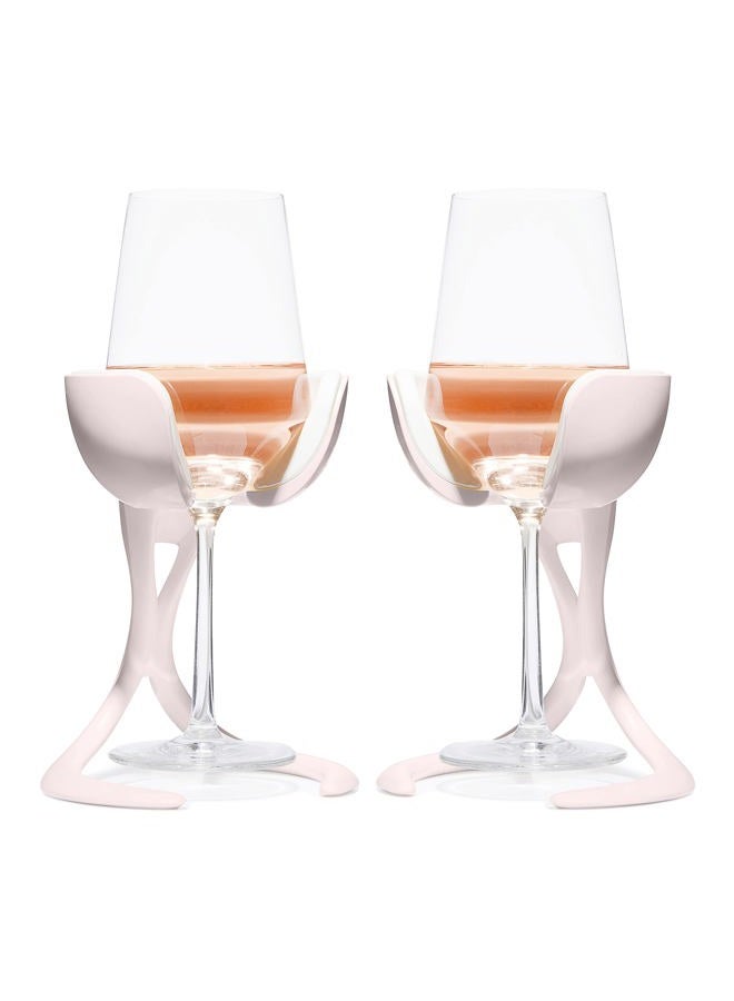 VoChill Stemmed Wine Glass Chiller | Keep the Chill Without Giving Up Your Glass | New Must-Have Wine Accessory | Separable & Refreezable Chill Cradle | Actively Chills Stemware | Blush, Pair - Image 1