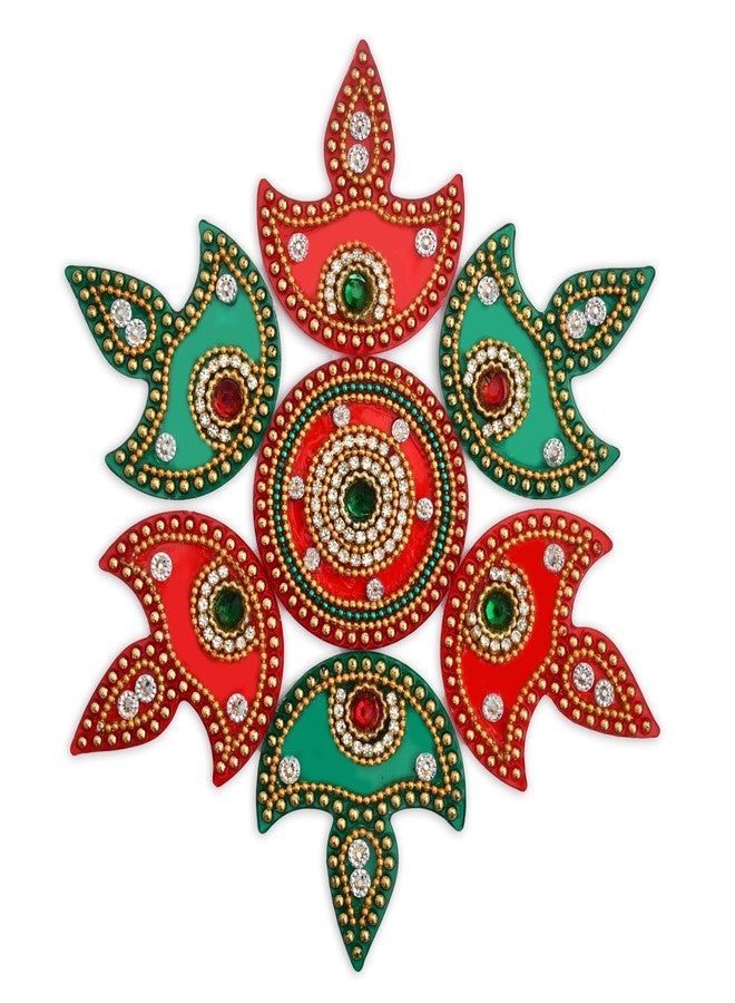 AARGKRAFT Acrylic Handmade Round Rangoli Home Temple Decorations for Diwali, Dusshera Wedding Pooja Festival Size - Very Small - Image 1