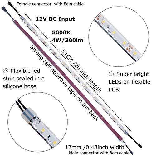 Litever Under Cabinet Light, 6 PCS 20 Inches Flexible LED Strips with Power Adapter, 24W,1800 Lumen, Daylight 5000K. Suitable for Kitchen Cabinets, Counters, Under Shelf, Closets (6-Strip-5000K) - Image 5