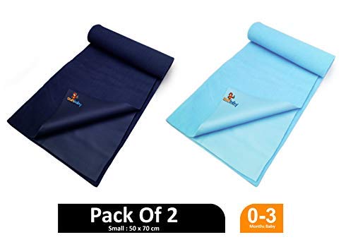 Sunbaby Water Proof and Reusable Mat Bed Protector Absorbent Dry Sheets for Baby (Navy Blue with Sky Blue, Small) - Image 2