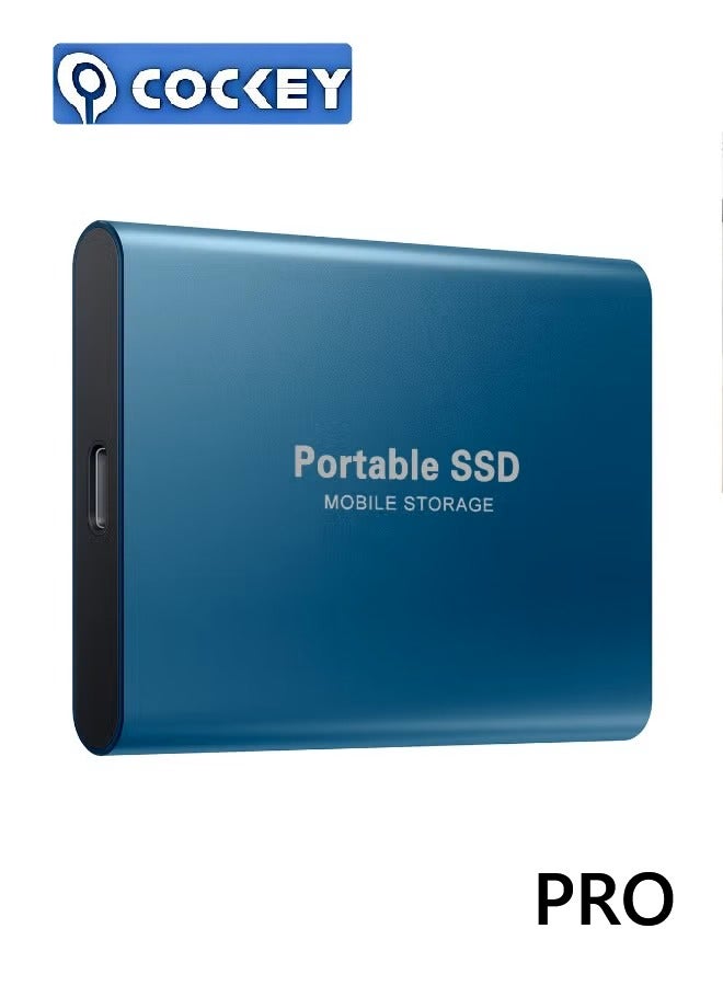 كوكي محرك أقراص خارجي محمول سعة 2 تيرابايت، نقل بيانات عالي السرعة سعة 2000 جيجابايت، محرك أقراص احتياطي للحاسوب يدعم تخزين ونقل البيانات، محرك أقراص خارجي محمول صغير للحالة الصلبة، مناسب للكمبيوتر الشخصي/المحمول/الهاتف المحمول، إلخ (طراز أزرق PRO) - Image 1