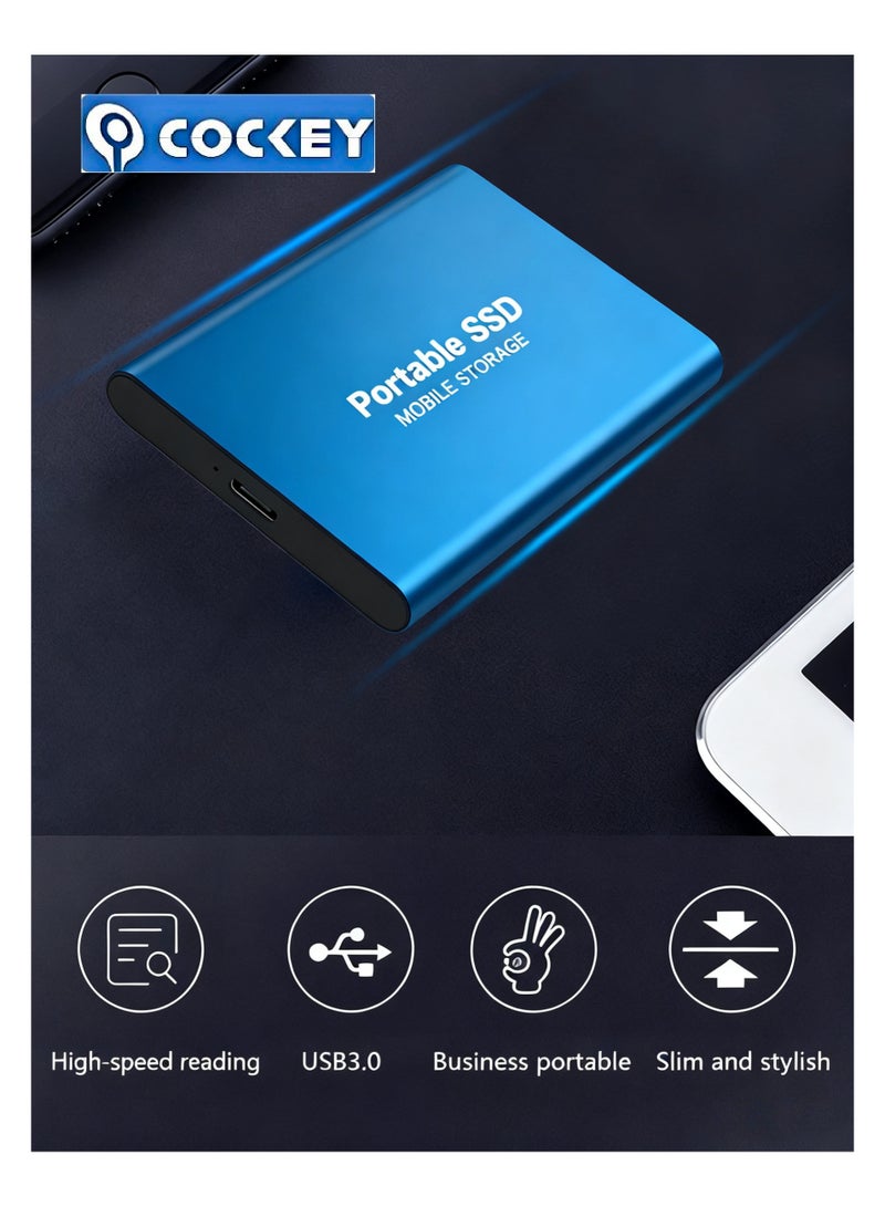 كوكي محرك أقراص خارجي محمول سعة 2 تيرابايت، نقل بيانات عالي السرعة سعة 2000 جيجابايت، محرك أقراص احتياطي للحاسوب يدعم تخزين ونقل البيانات، محرك أقراص خارجي محمول صغير للحالة الصلبة، مناسب للكمبيوتر الشخصي/المحمول/الهاتف المحمول، إلخ (طراز أزرق PRO) - Image 2