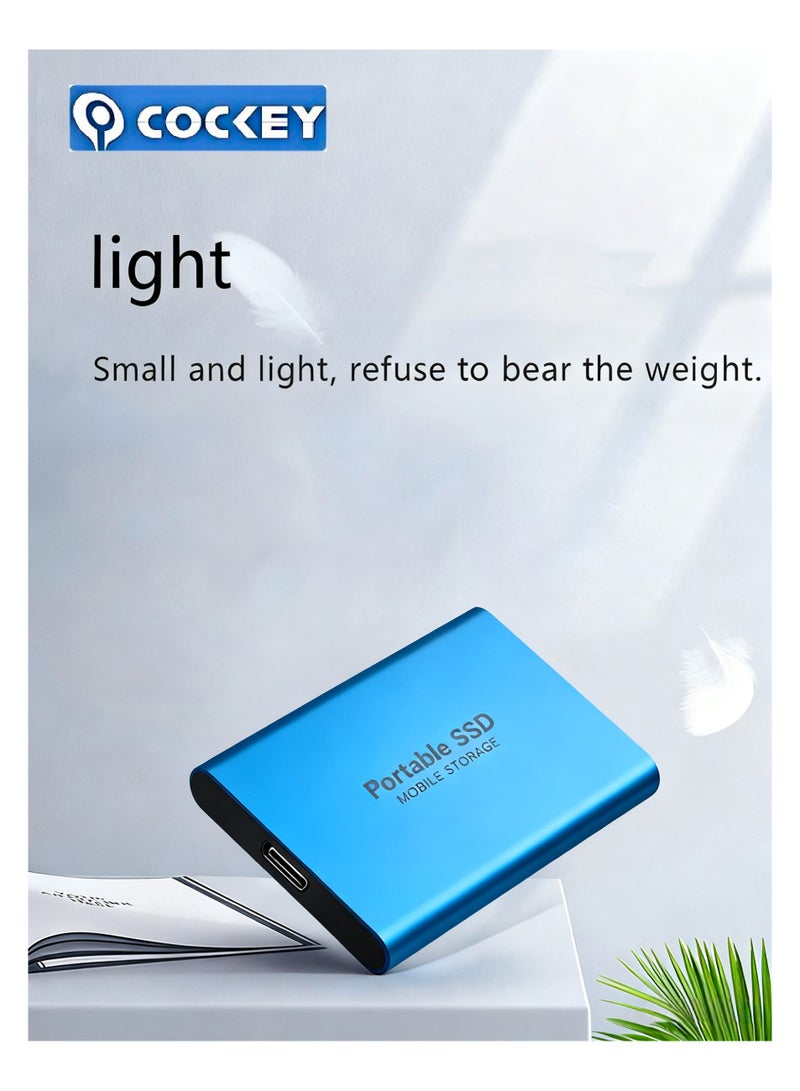 كوكي محرك أقراص خارجي محمول سعة 2 تيرابايت، نقل بيانات عالي السرعة سعة 2000 جيجابايت، محرك أقراص احتياطي للحاسوب يدعم تخزين ونقل البيانات، محرك أقراص خارجي محمول صغير للحالة الصلبة، مناسب للكمبيوتر الشخصي/المحمول/الهاتف المحمول، إلخ (طراز أزرق PRO) - Image 4